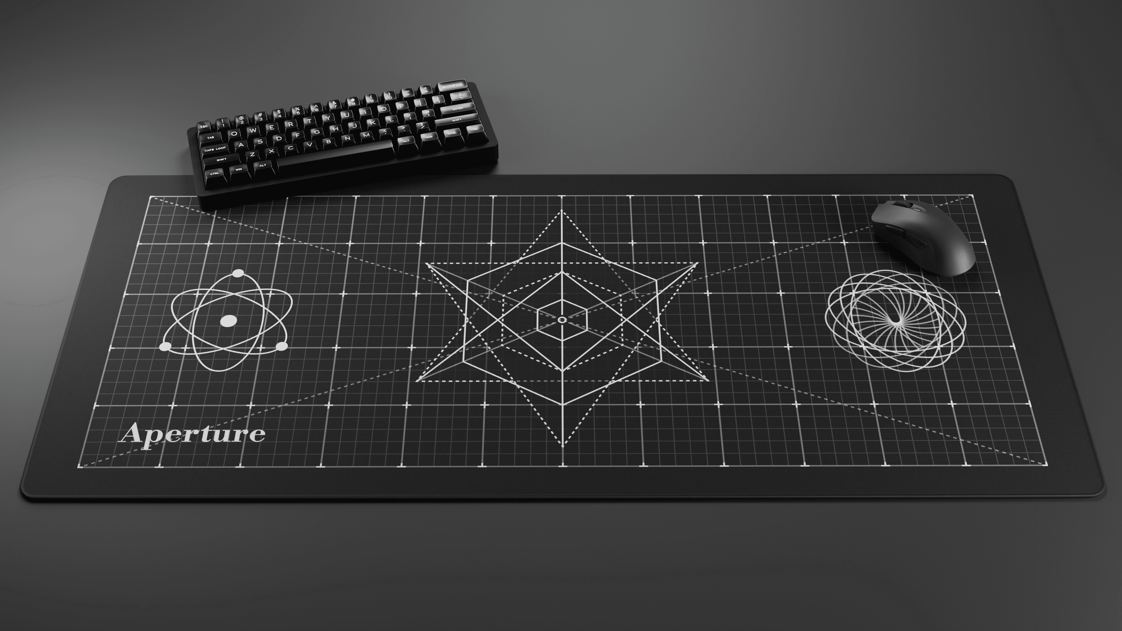 Deskmat 'Blueprint Collection - Atomic Fractals Black' by glutch