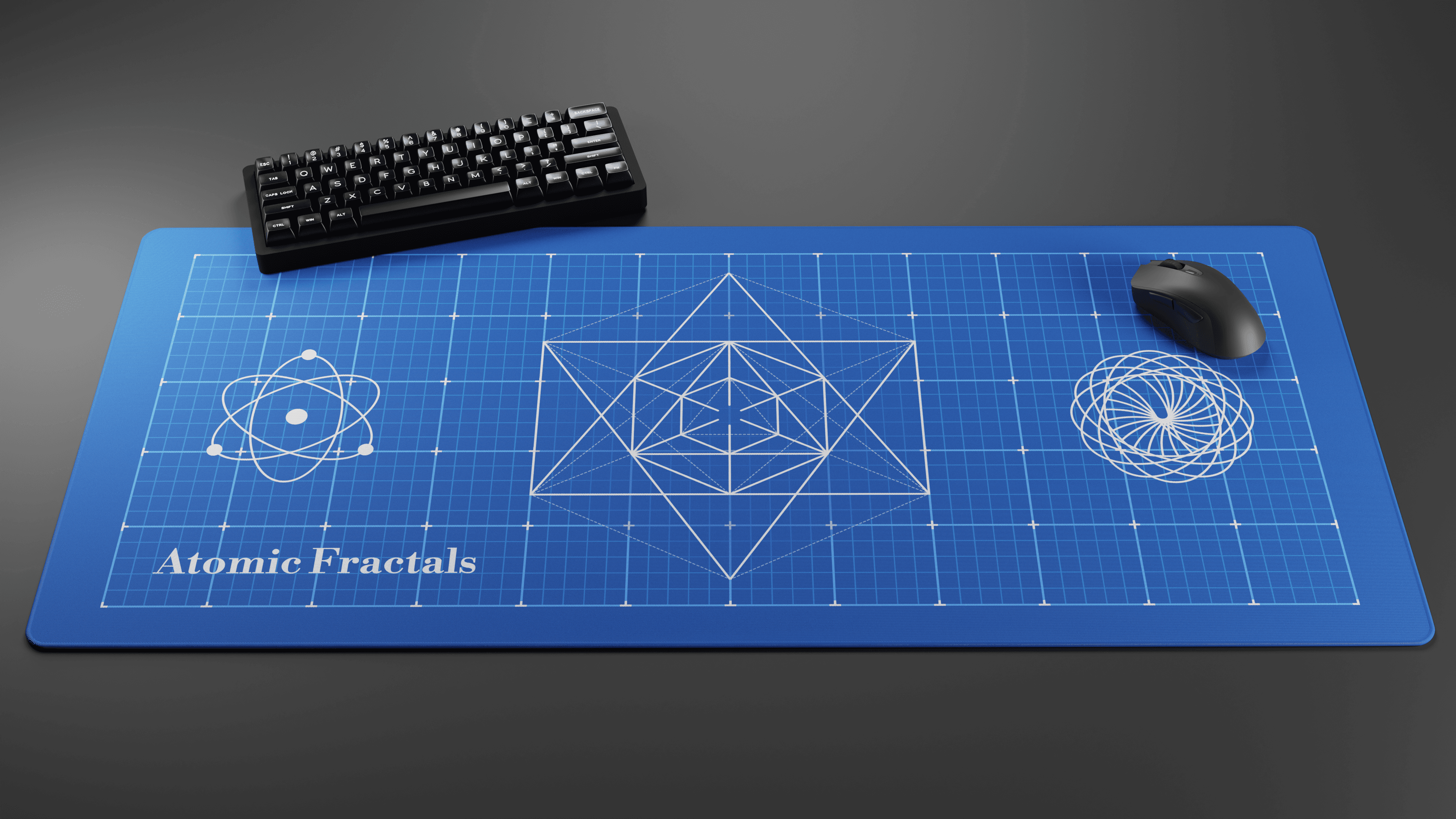 Deskmat 'Blueprint Collection - Atomic Fractals Blue' by glutch