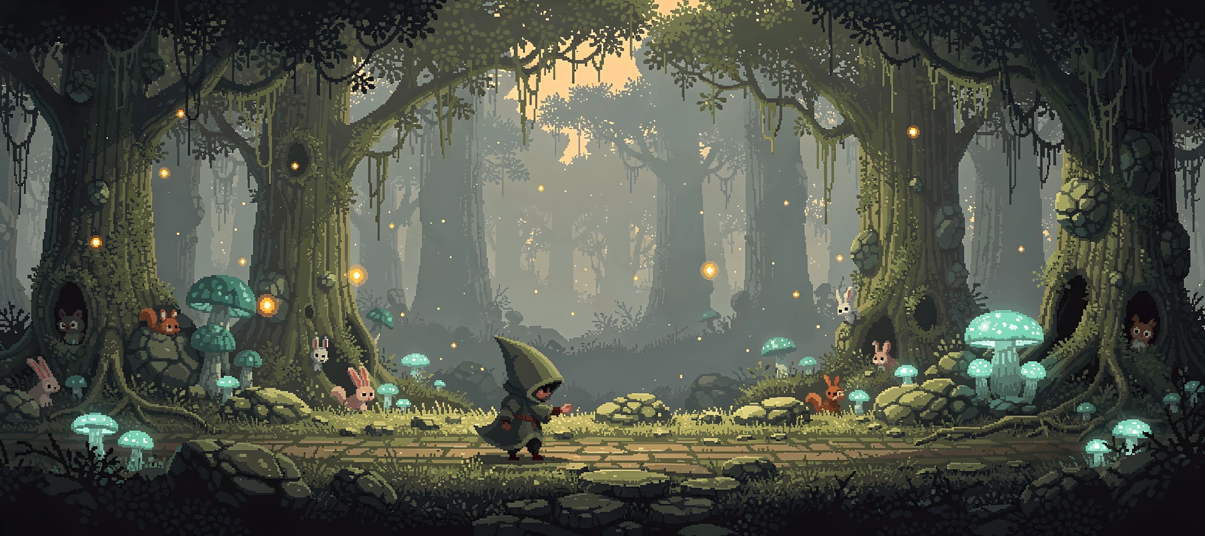 Enchanted Grove - Mossy Twilight Desk Mat desk mat design preview