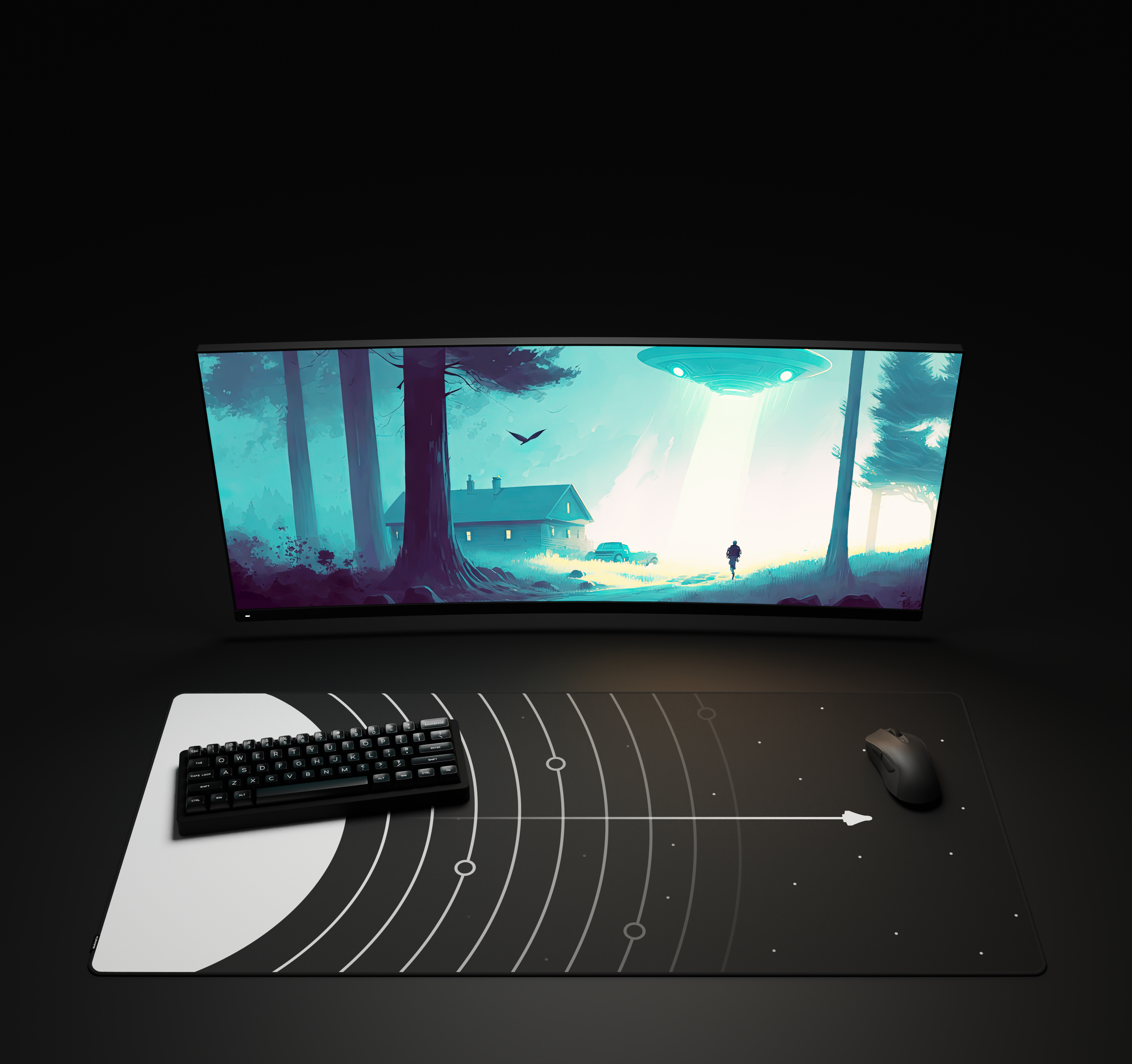 deskmat with monitor