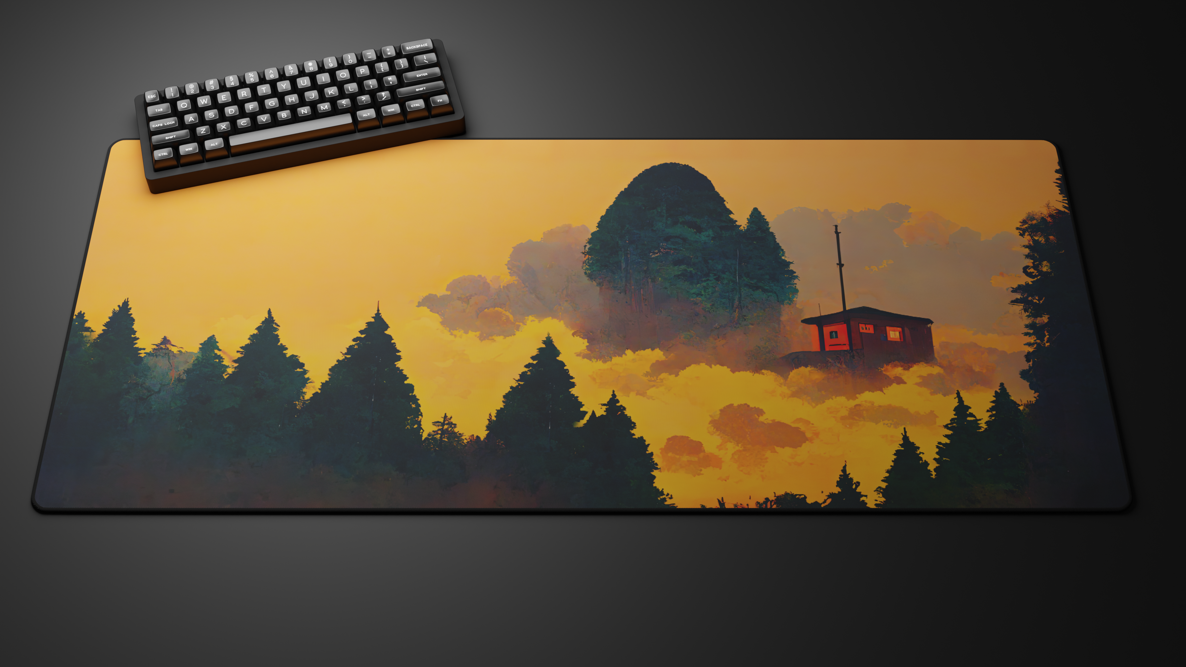 Deskmat 'AI Collection - Cabin in the forest' by glutch