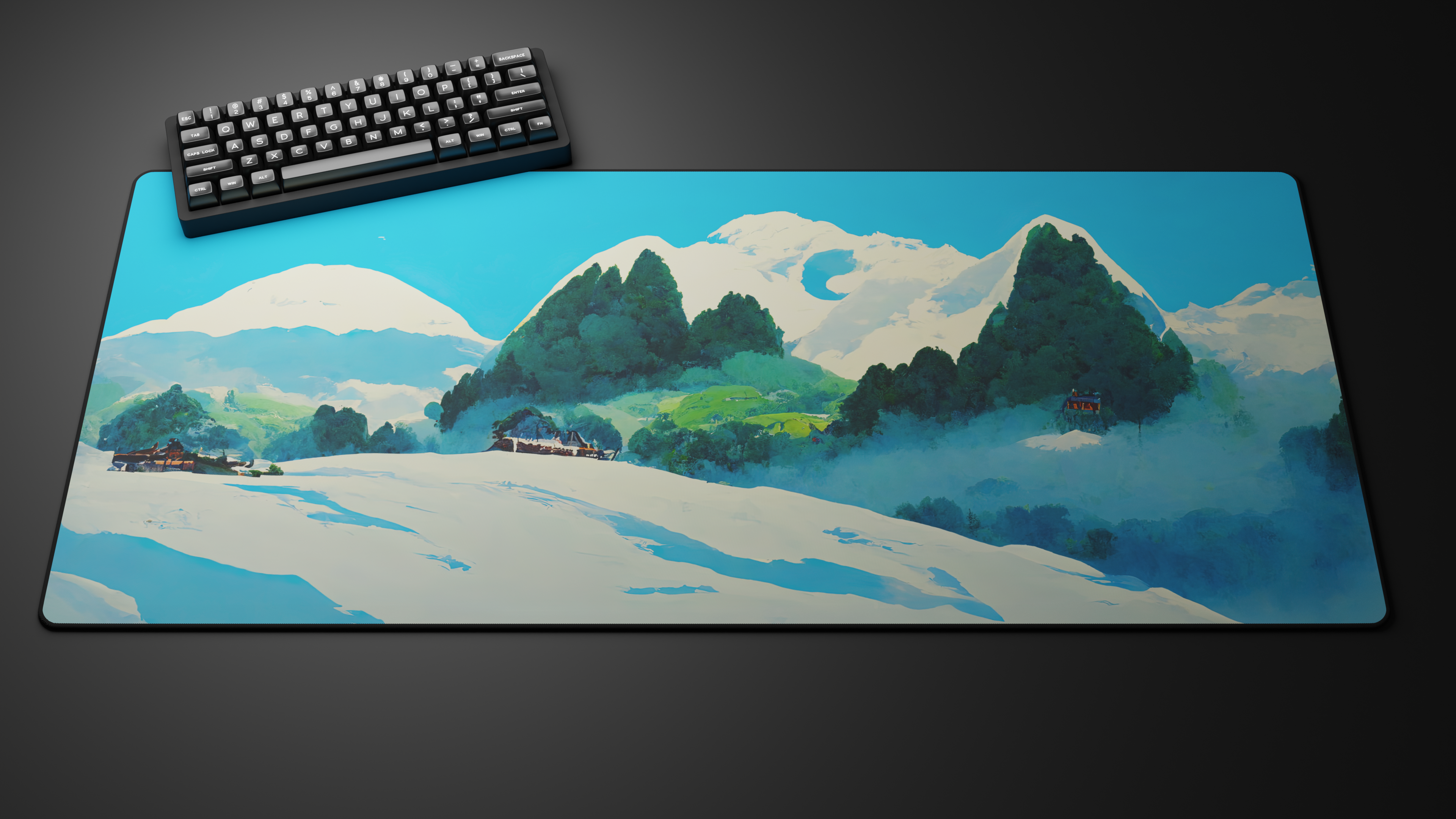 Deskmat 'AI Collection - Snowy Mountains' by glutch