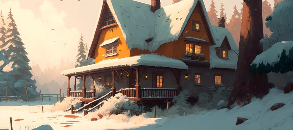 Deskmat thumbnail Winter Collection - Snowy Cottage